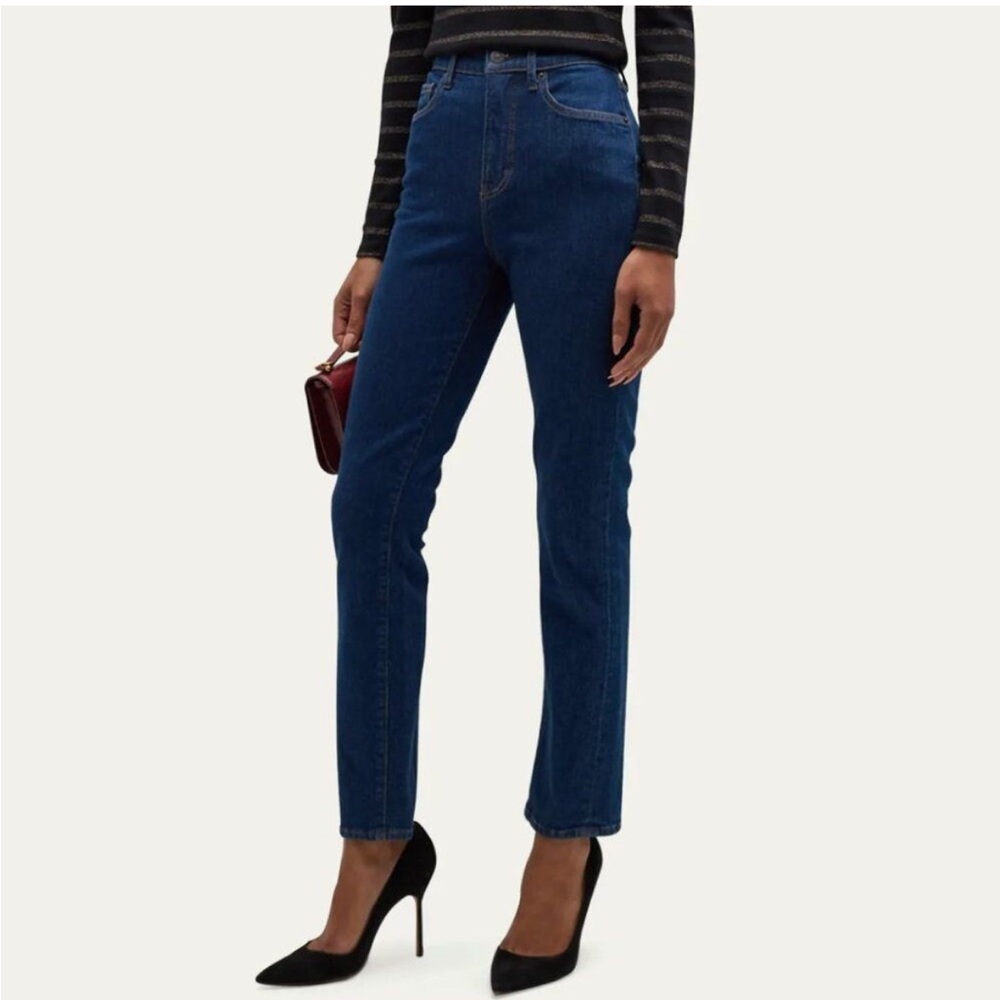 Veronica Beard Alenah Slim Straight High Rise Jeans in Rodeo